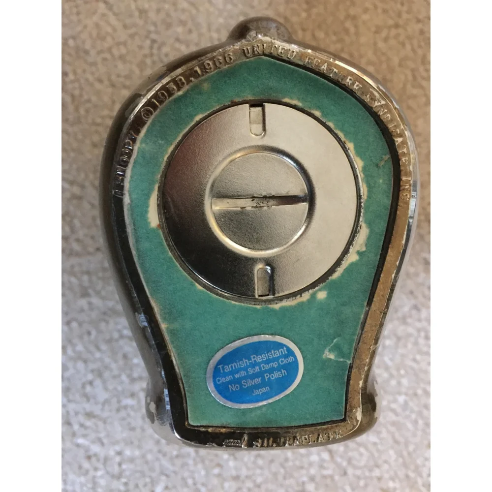 VINTAGE PEANUTS SNOOPY Silver Plated Bank, With Bottom Metal Plug